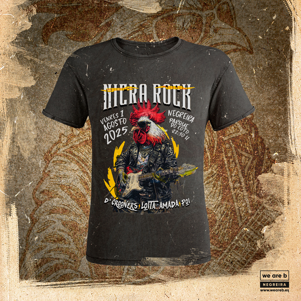 Diseño exclusivo camiseta en negro gaspeado Nicrarock 2025